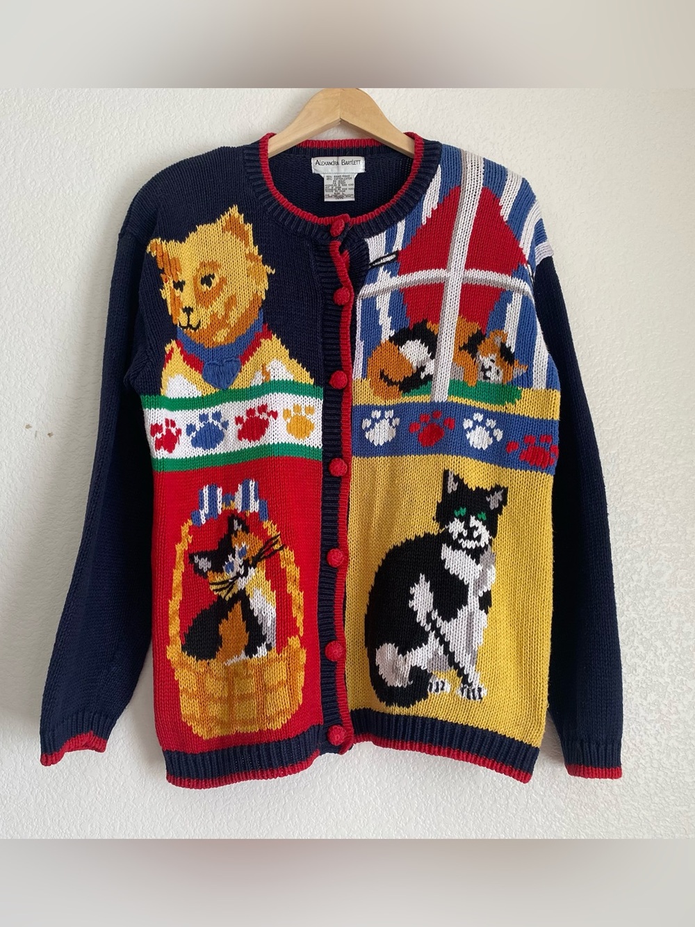 Vintage knitted cat sweater cardigan
